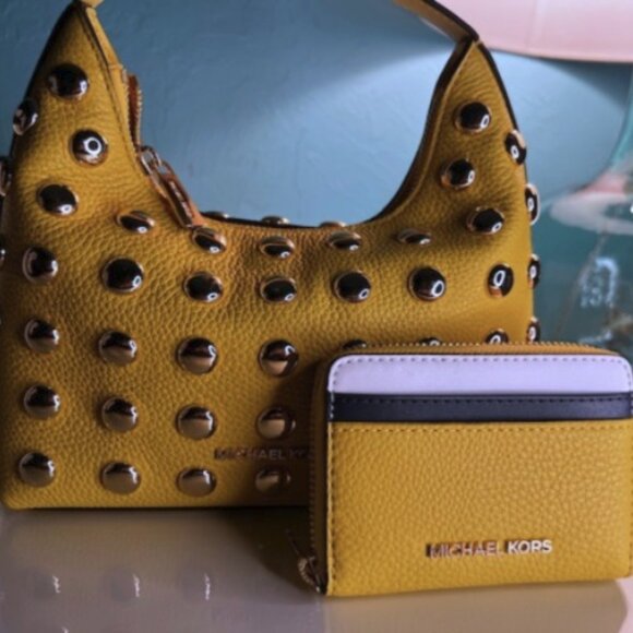 Michael Kors Ember Embellished Pebbled Leather Messenger Crossbody - Picture 6 of 6